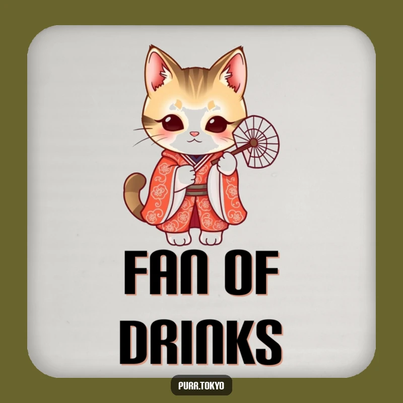 Funny Cat Kimono Coaster - Chic Feline Protector, Unique Funny Gift