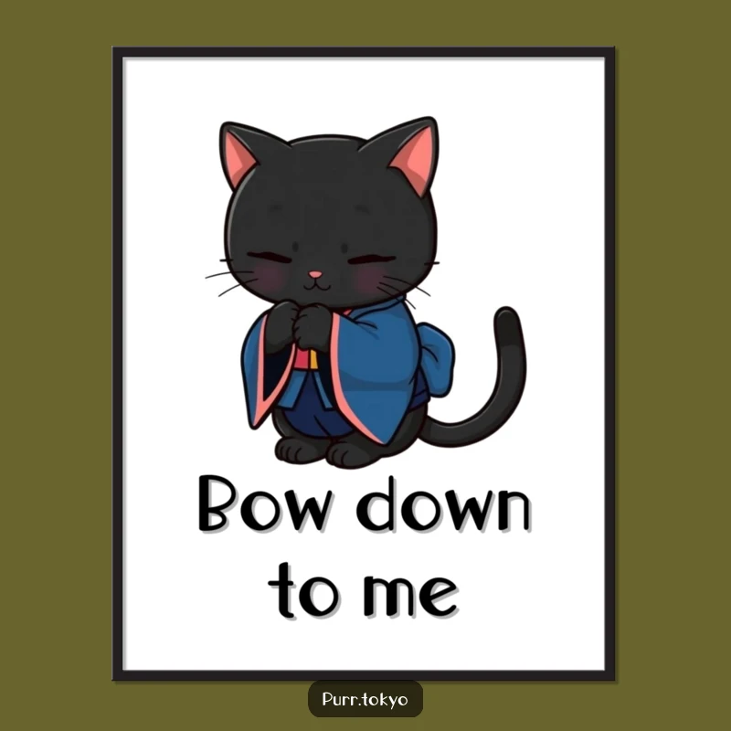 Funny Black Cat Kimono Poster - Elegant Feline Art, Unique Wall Decor Funny Gift