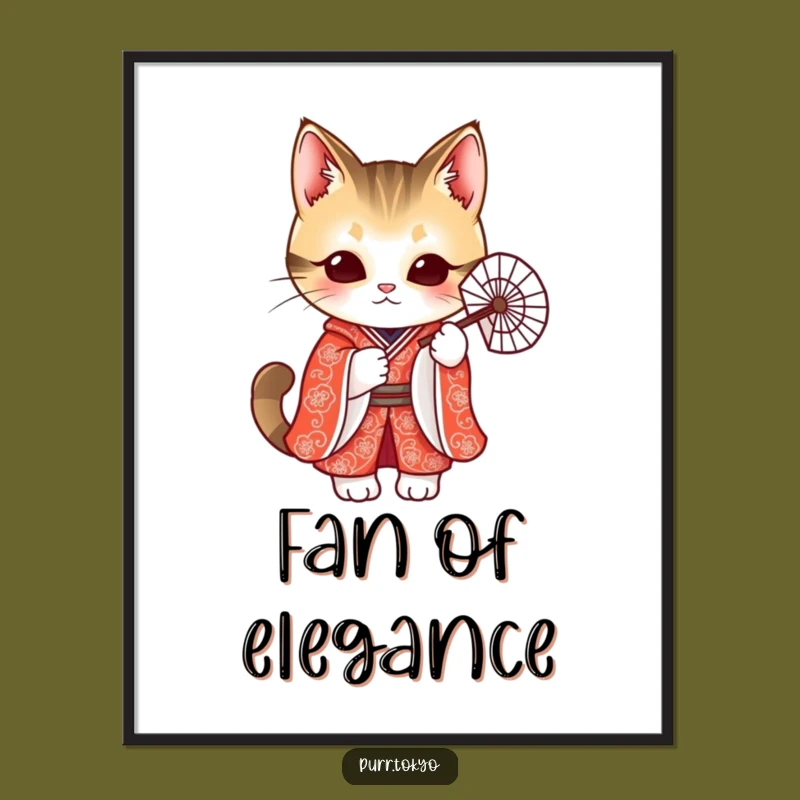 Funny Cat Kimono Poster - Elegant Feline Art, Unique Wall Decor Funny Gift