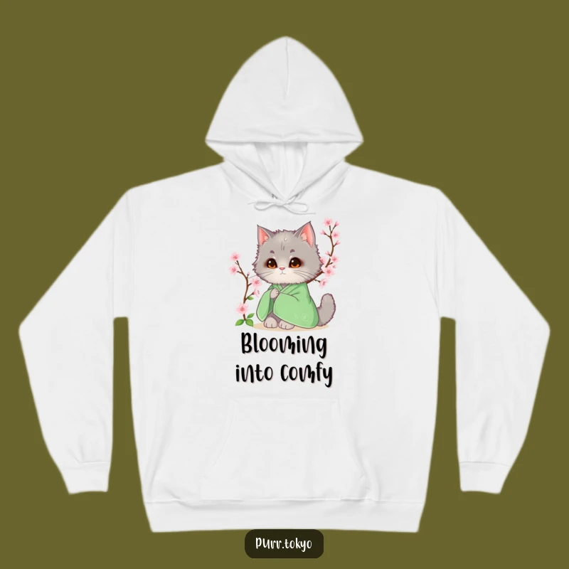 Funny Grey Cat Kimono Hoodie - Cozy Feline Spring Apparel, Warm Funny Gift