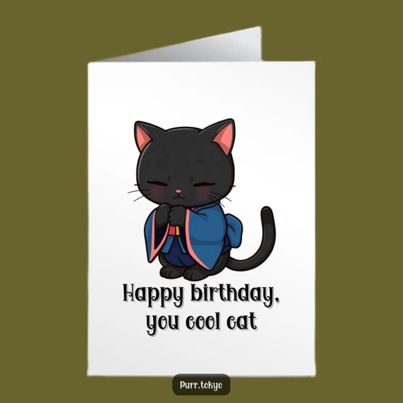 Free Printable Birthday Card: Bowing Cat Classy Celebration Funny Downloadable