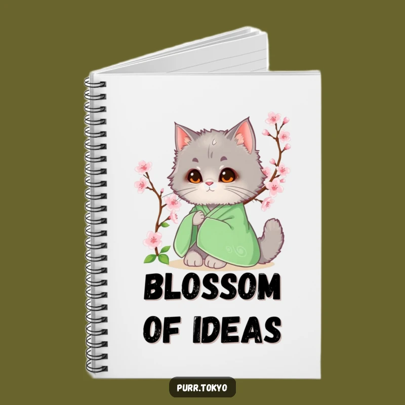 Funny Grey Cat Kimono Notebook - Serene Feline Journal, Perfect Funny Gift