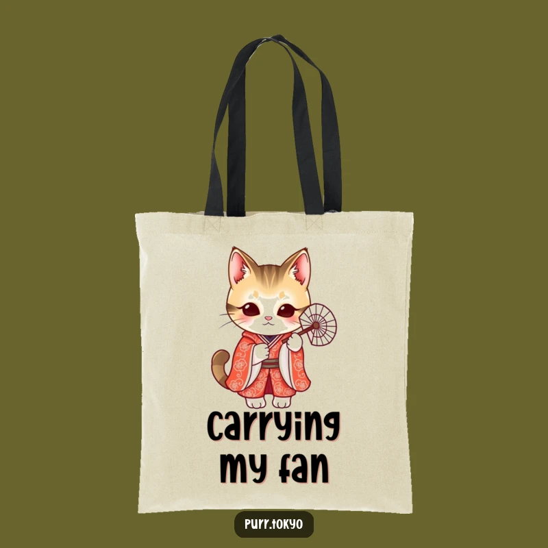 Funny Cat Kimono Tote Bag - Chic Feline Fan Accessory, Practical Funny Gift